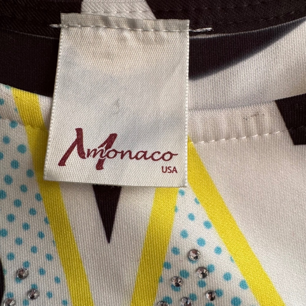 MONACO Super Print Rhinestone Crop Top Size M - Picture 5 of 9